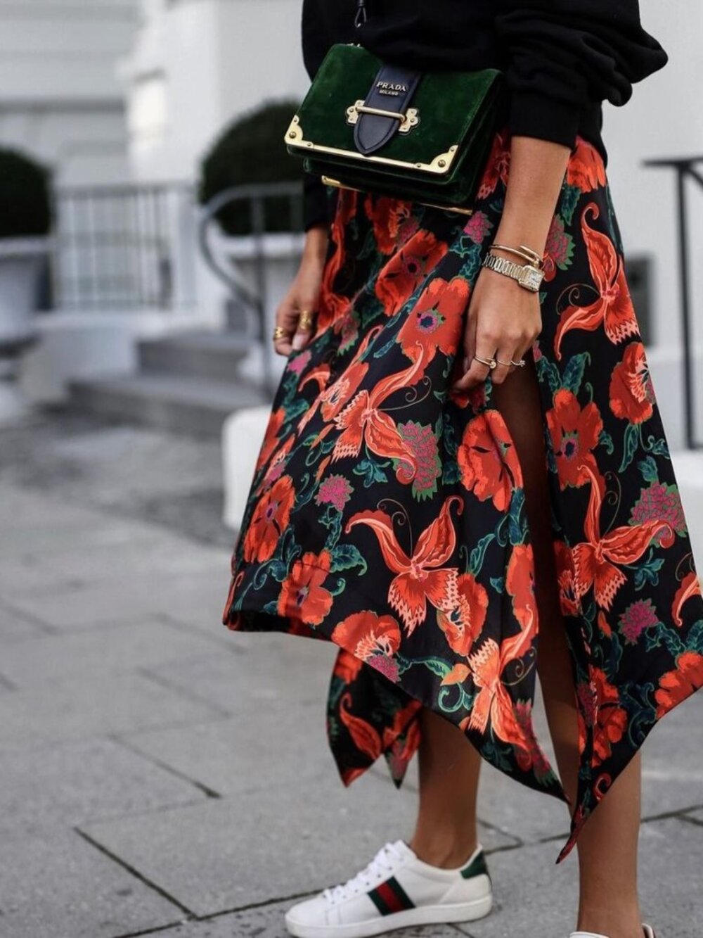ZARA Floral Midi Skirt Asymmetric Hem Size XS - Picture 2 of 9